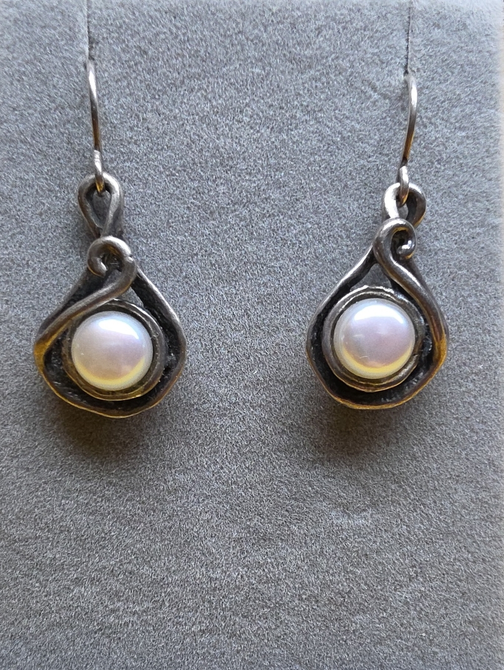 VTG Didae Shablool Israel Sterling Silver Pearl Earrings 925